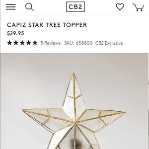 NWOT CB2 Tree Topper (see photos for slight shipping damage)